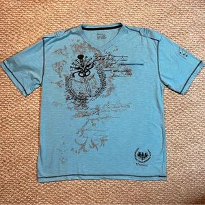 Blue Tee with Black Graphic